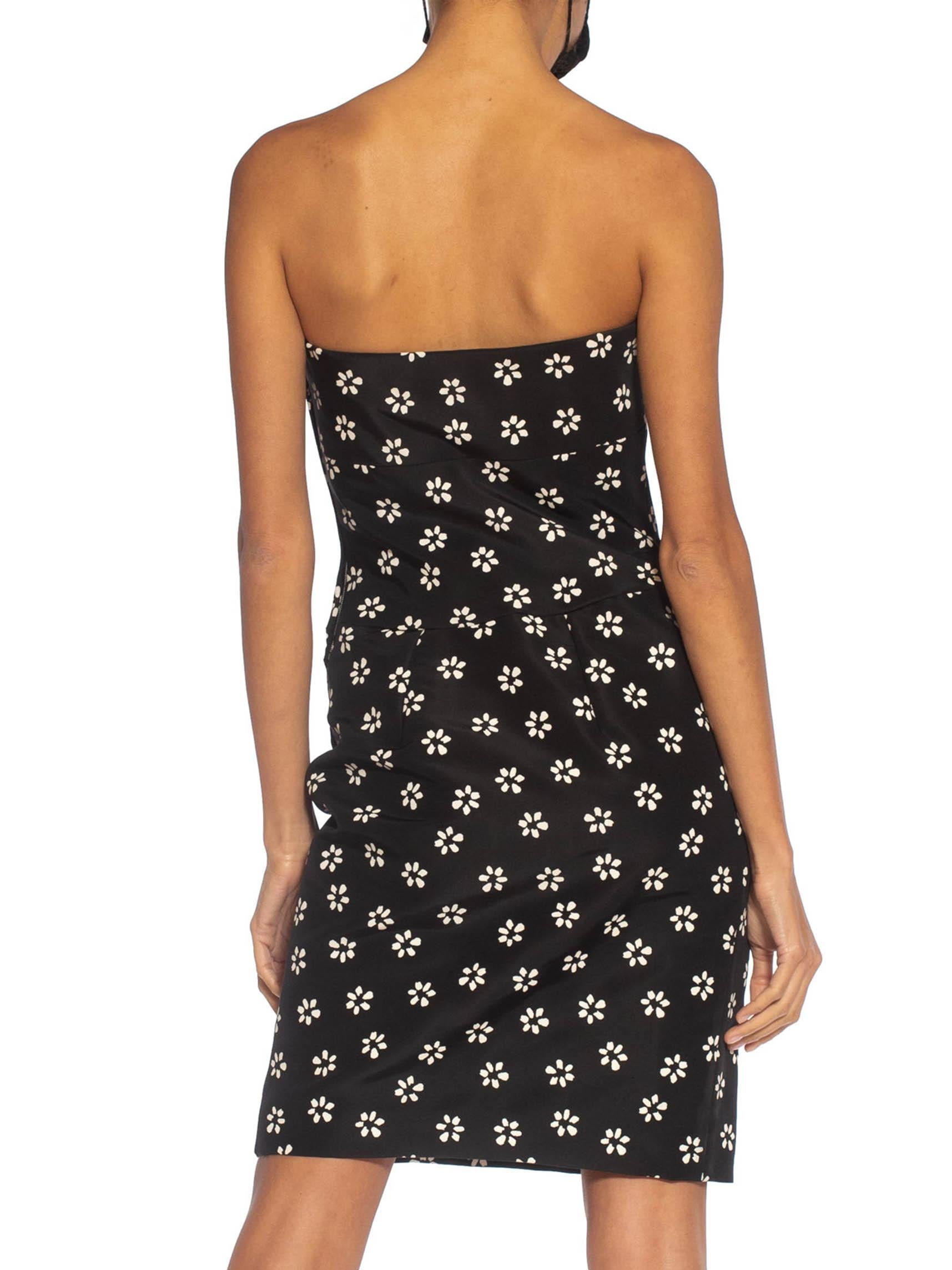 1980S GIVENCHY Black & White Haute Couture Silk Strapless Cocktail Dress  With For Sale 3