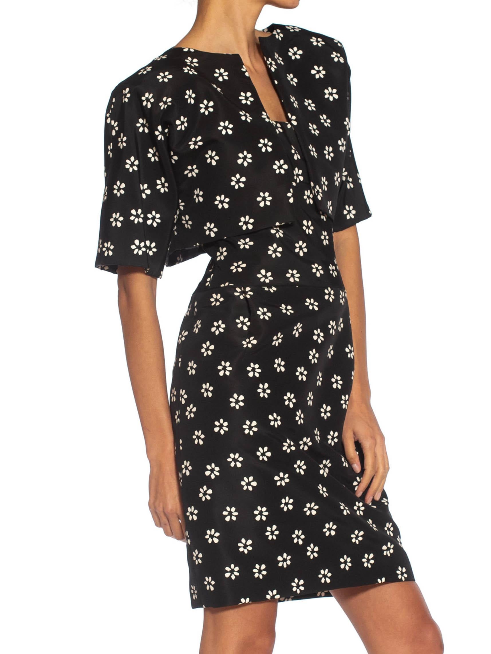 1980S GIVENCHY Black & White Haute Couture Silk Strapless Cocktail Dress  With For Sale 5