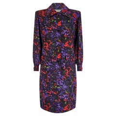 Givenchy-Boutique-Hemdkleid mit abstraktem Blumenmuster aus den 1980er Jahren