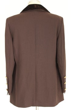 Givenchy Brown Wool Neck Leopard Long Evening Jacket 1990s