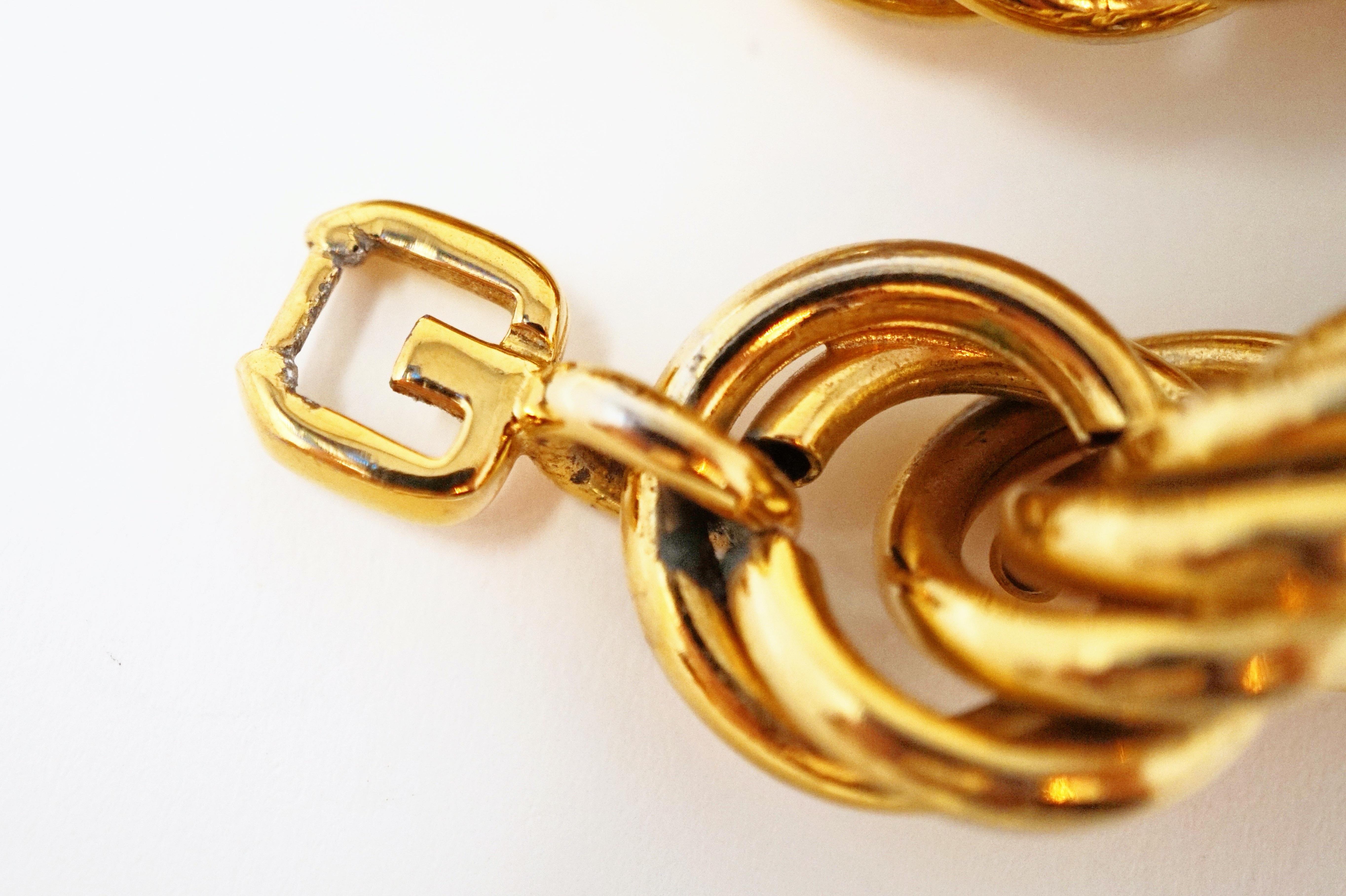 1980s Givenchy Chunky Gold Rope Chain Statement Necklace with G Logo Clasp 2