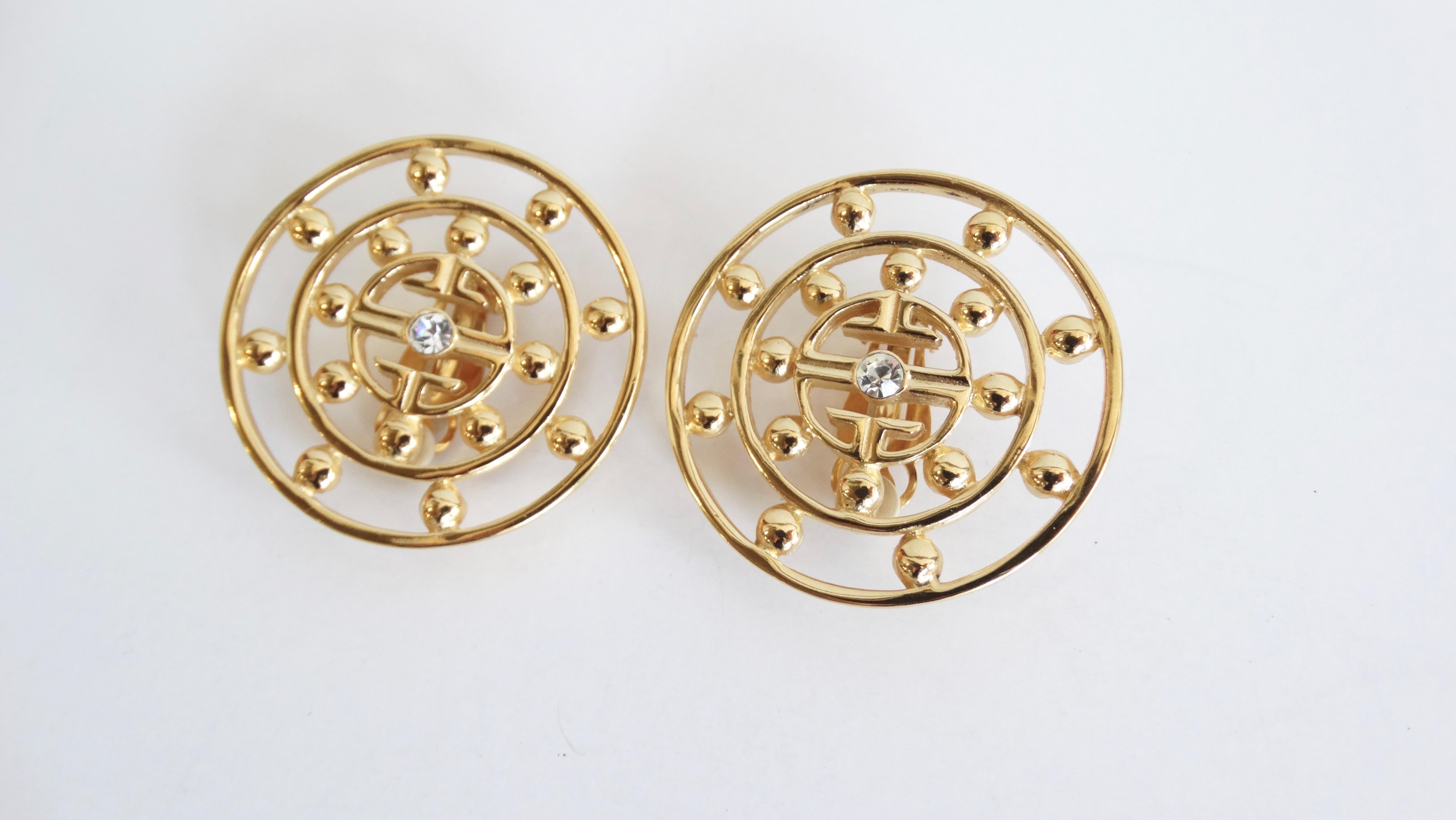 Givenchy 1980s Clip On Medallion Earrings For Sale 1