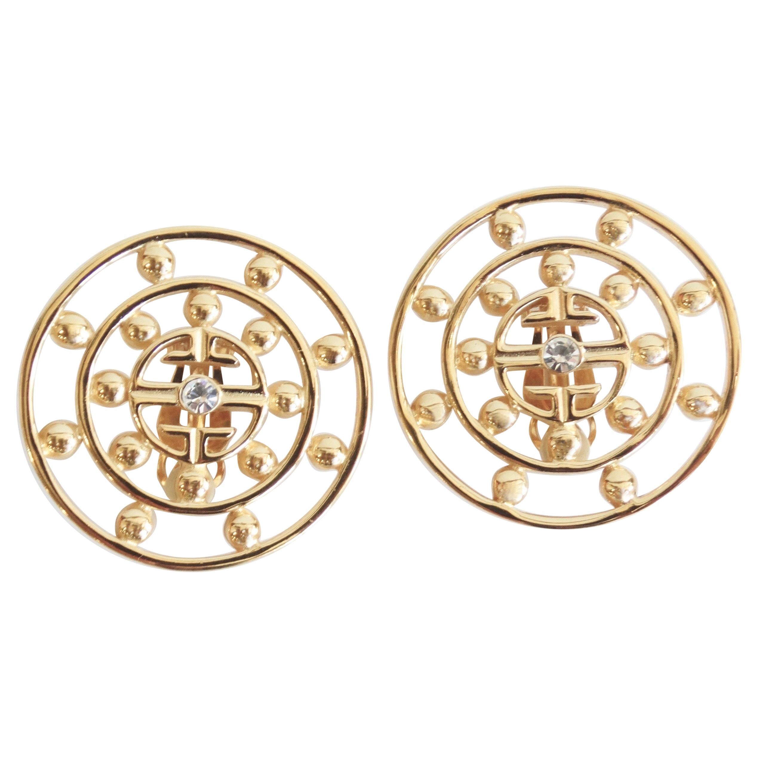 Givenchy 1980s Clip On Medallion Earrings For Sale