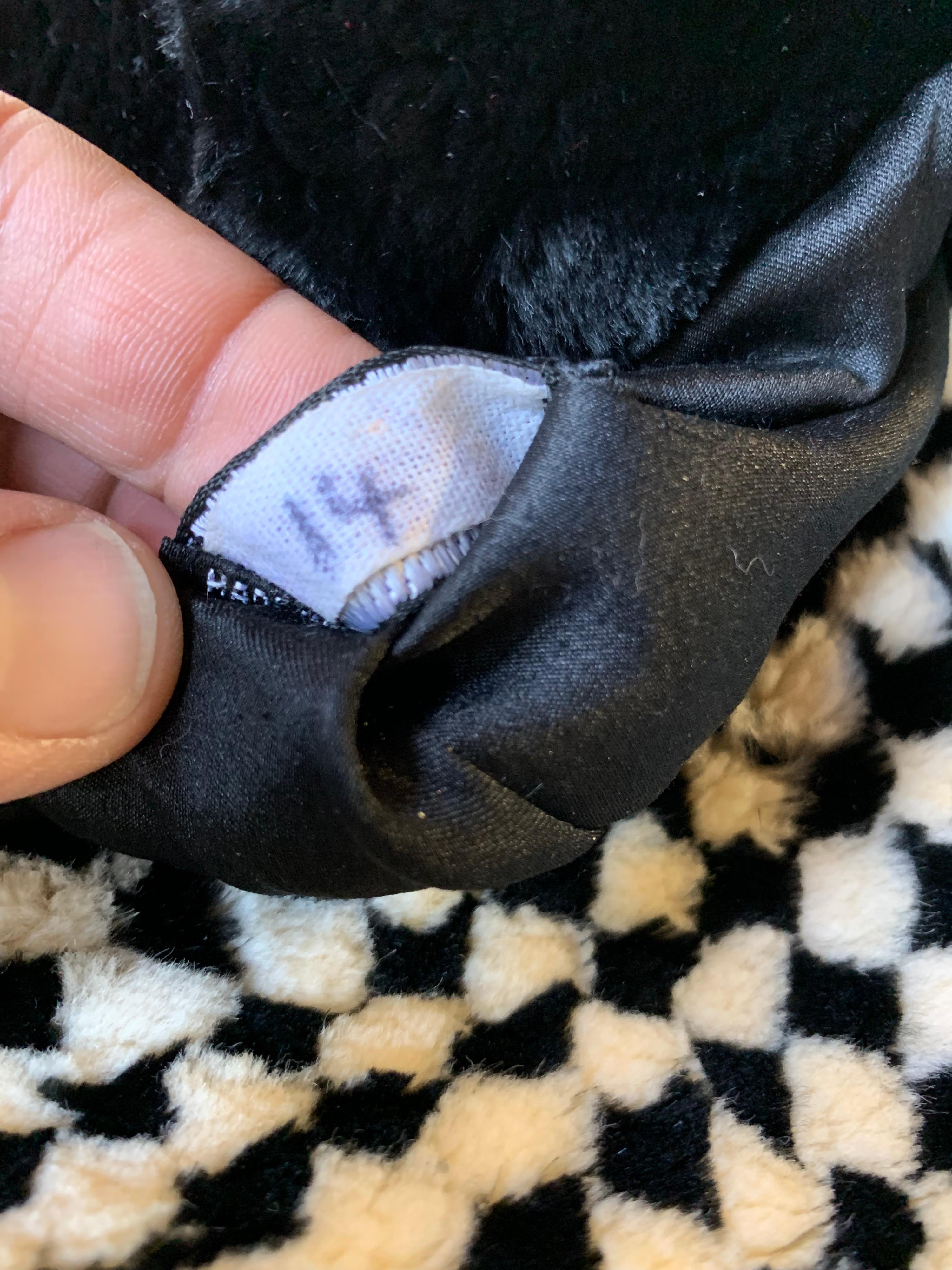 1980s Givenchy Couture Checkerboard Sheared Beaver Coat W/ Black Fur Front Trim 11