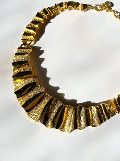 1980s Givenchy Couture Necklace with Gold Plate and Swarovski Crystals