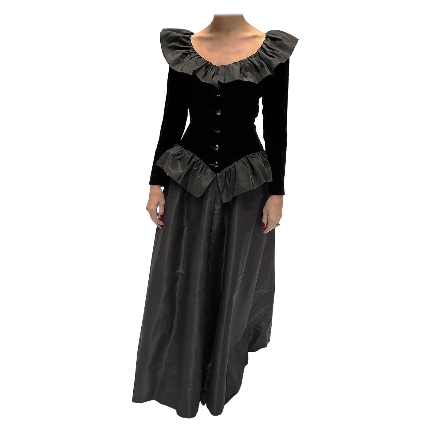 1980er Givenchy Couture Samtkleid