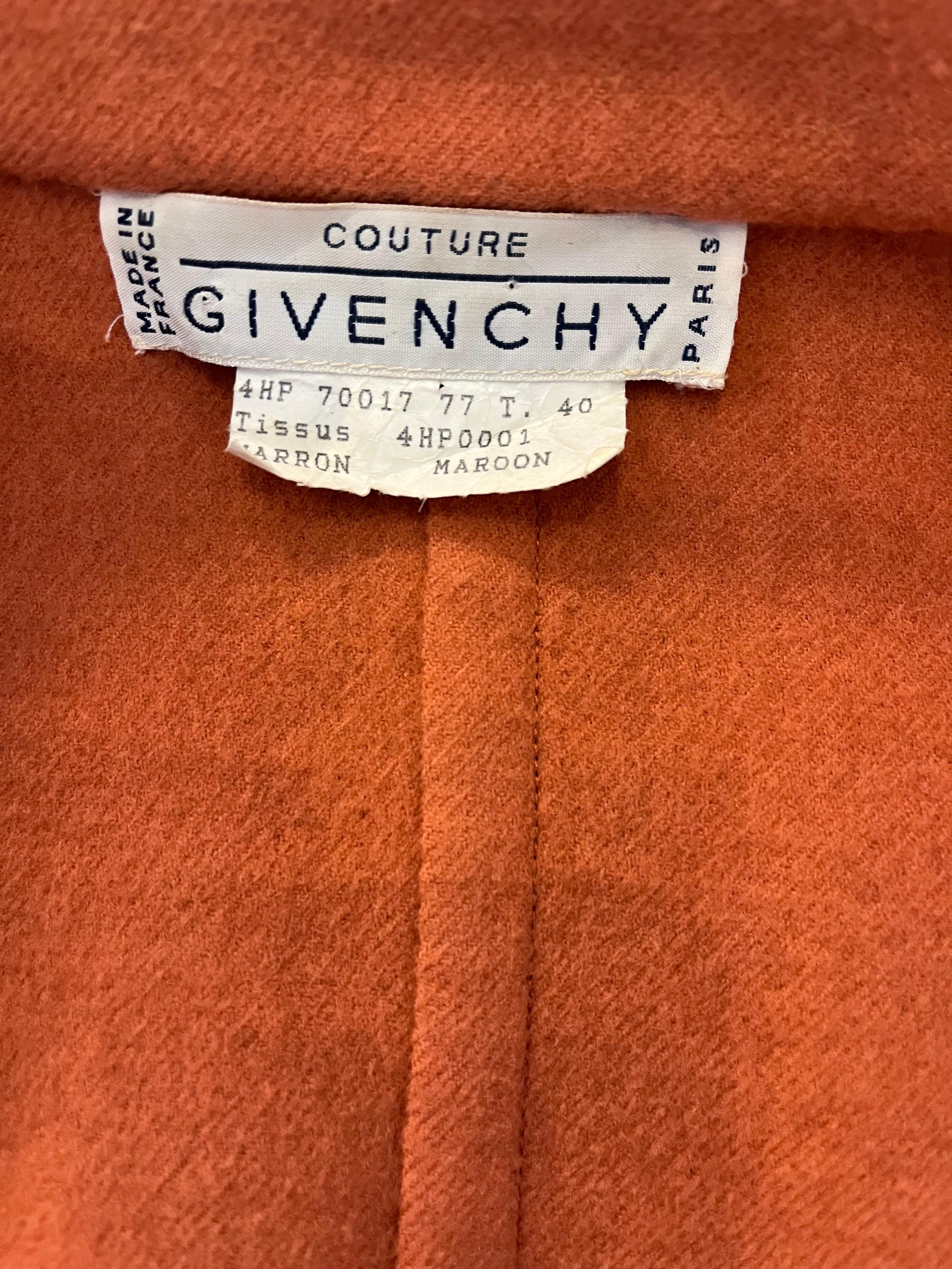 1980s Givenchy Couture Wool Overcoat For Sale 6