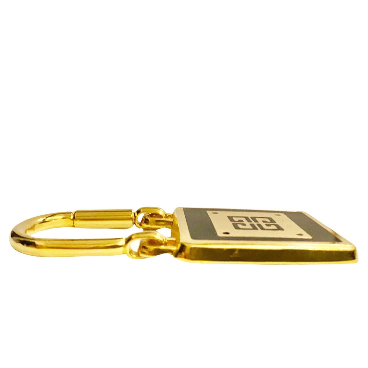 1980s Givenchy Gold Metal Logo Keyring In Good Condition For Sale In London, GB