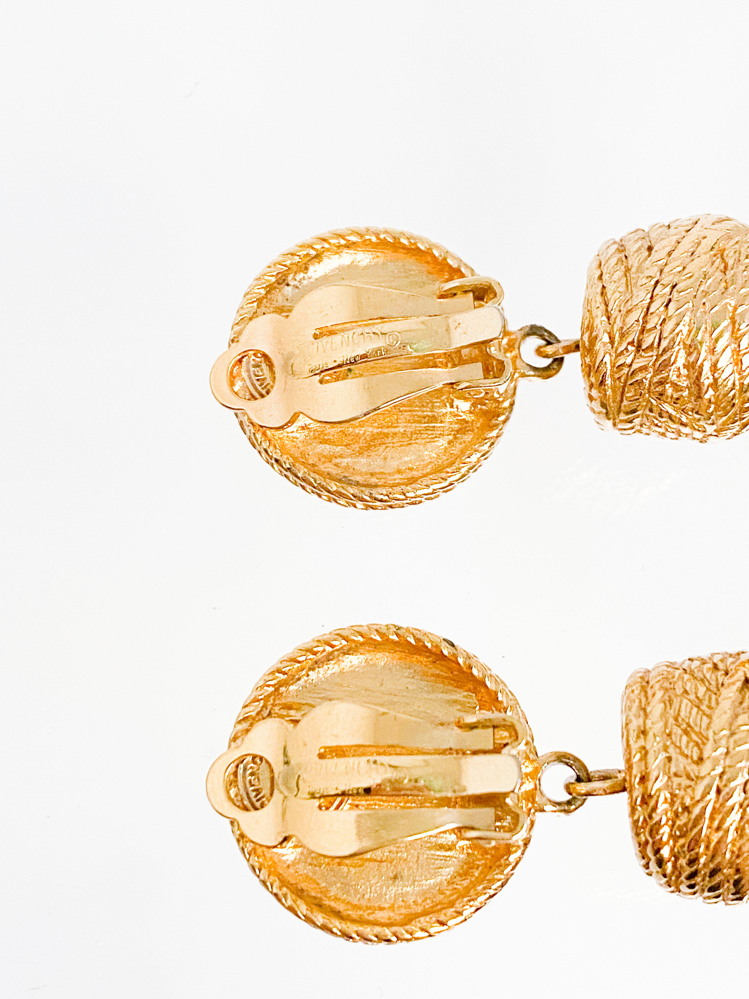 1980s Givenchy Gold-tone Logo Tassel Earrings 2