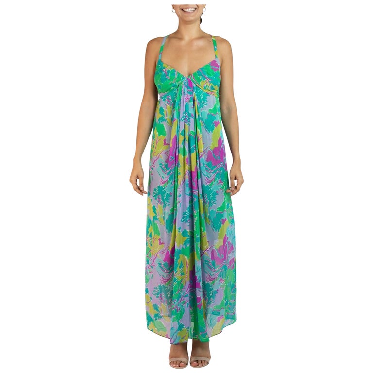 knee length dresses for ladies Draped Chiffon Maxi Dress 38 (FR) / Turquoise