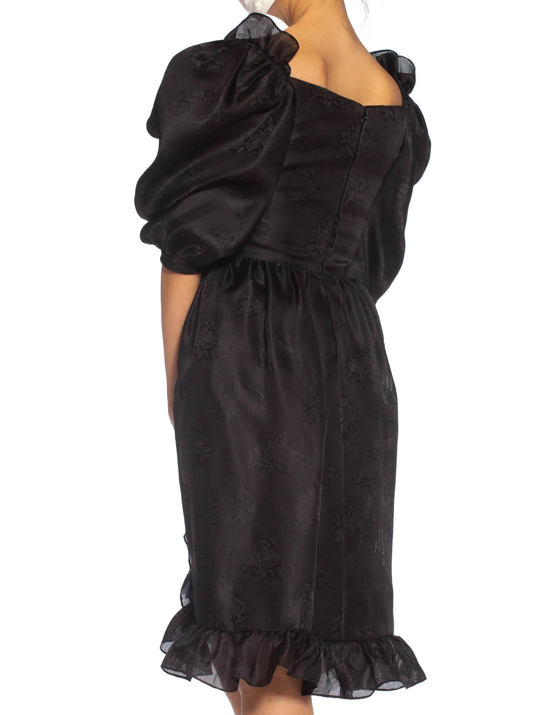 1980S GIVENCHY Haute Couture Silk Poof Sleeved & Ruffled Cocktail Dress With A For Sale 2