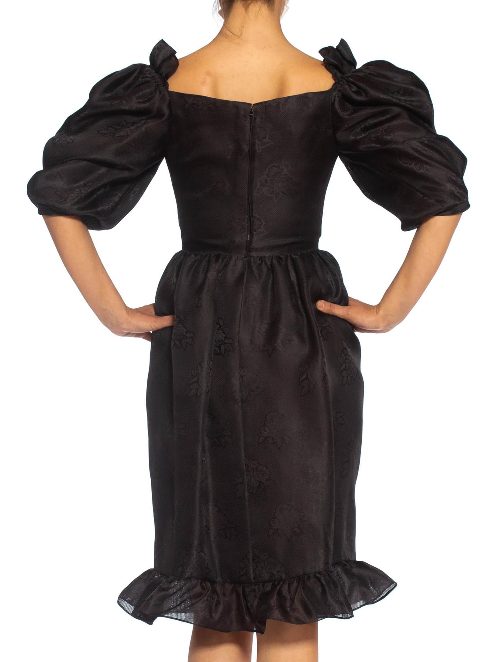 1980S GIVENCHY Haute Couture Silk Poof Sleeved & Ruffled Cocktail Dress With A  For Sale 3