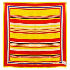 1980s Givenchy Jacquard Silk Striped Multicolor Yellow Scarf