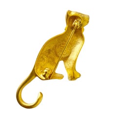 Spilla anni '80 Givenchy Paris Gatto d'oro in metallo satinato