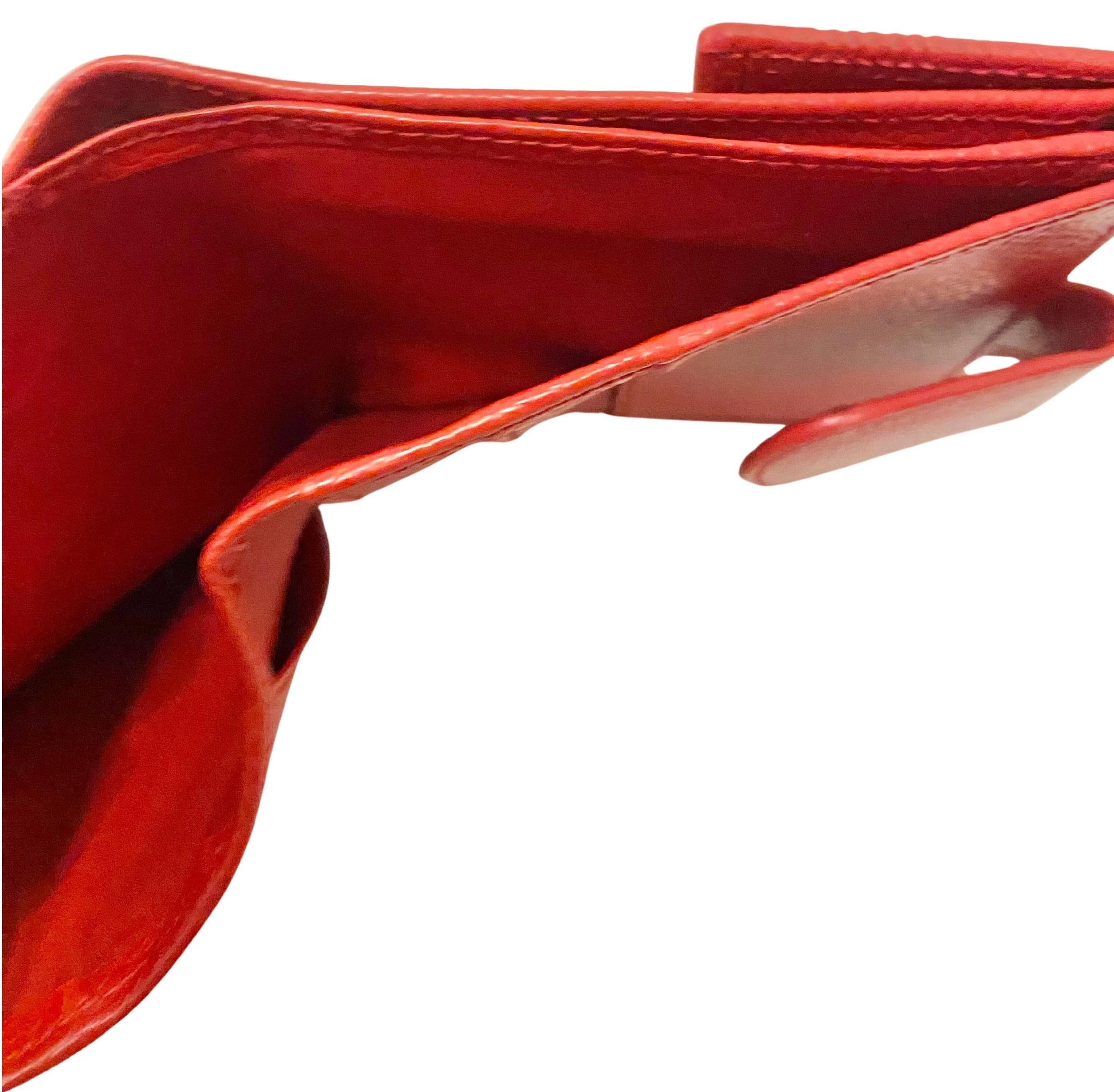 Brown 1980S Givenchy Red Madras Leather Compartment Wallet For Sale