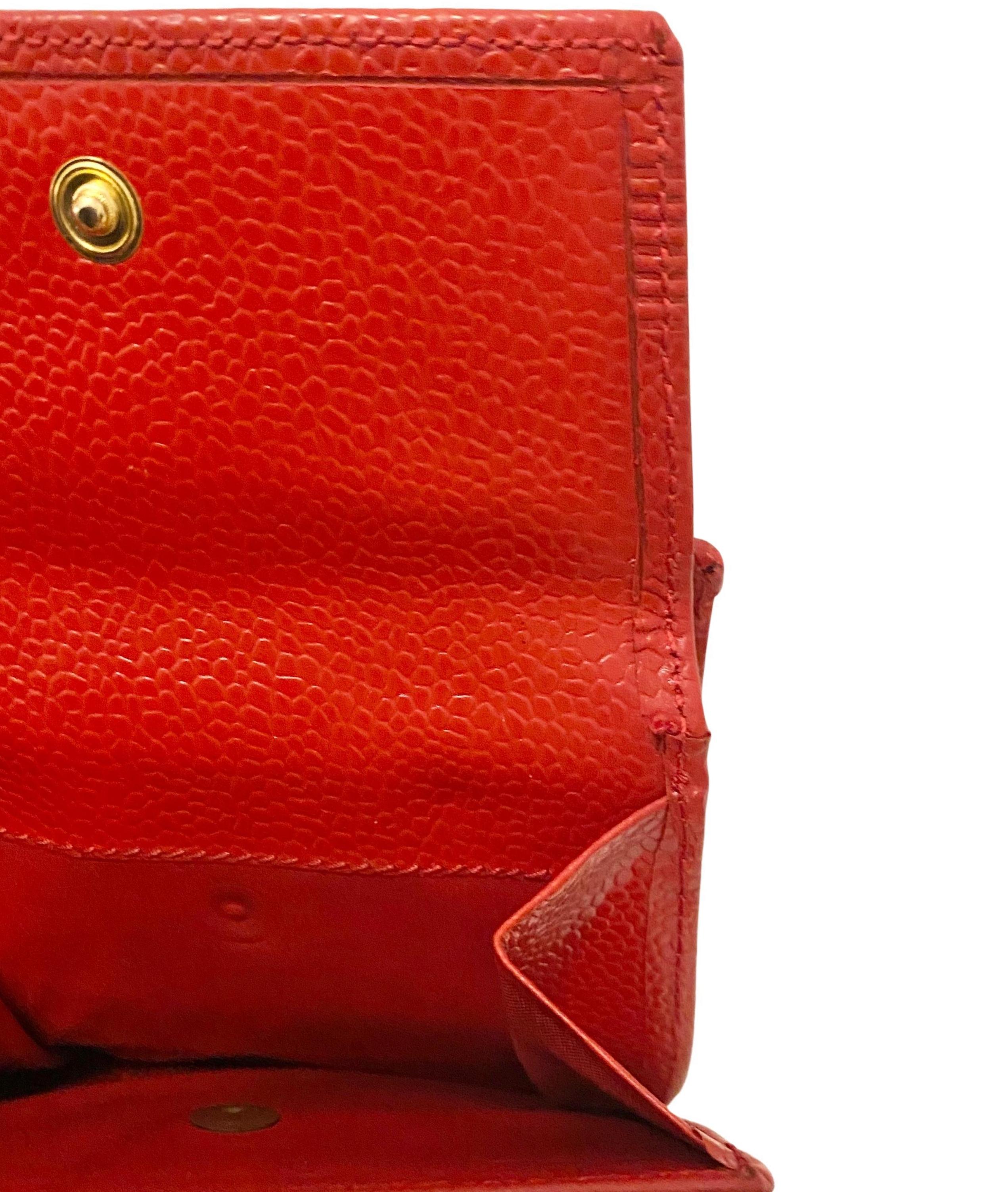 1980S Givenchy Red Madras Leather Compartment Wallet In Good Condition For Sale In London, GB