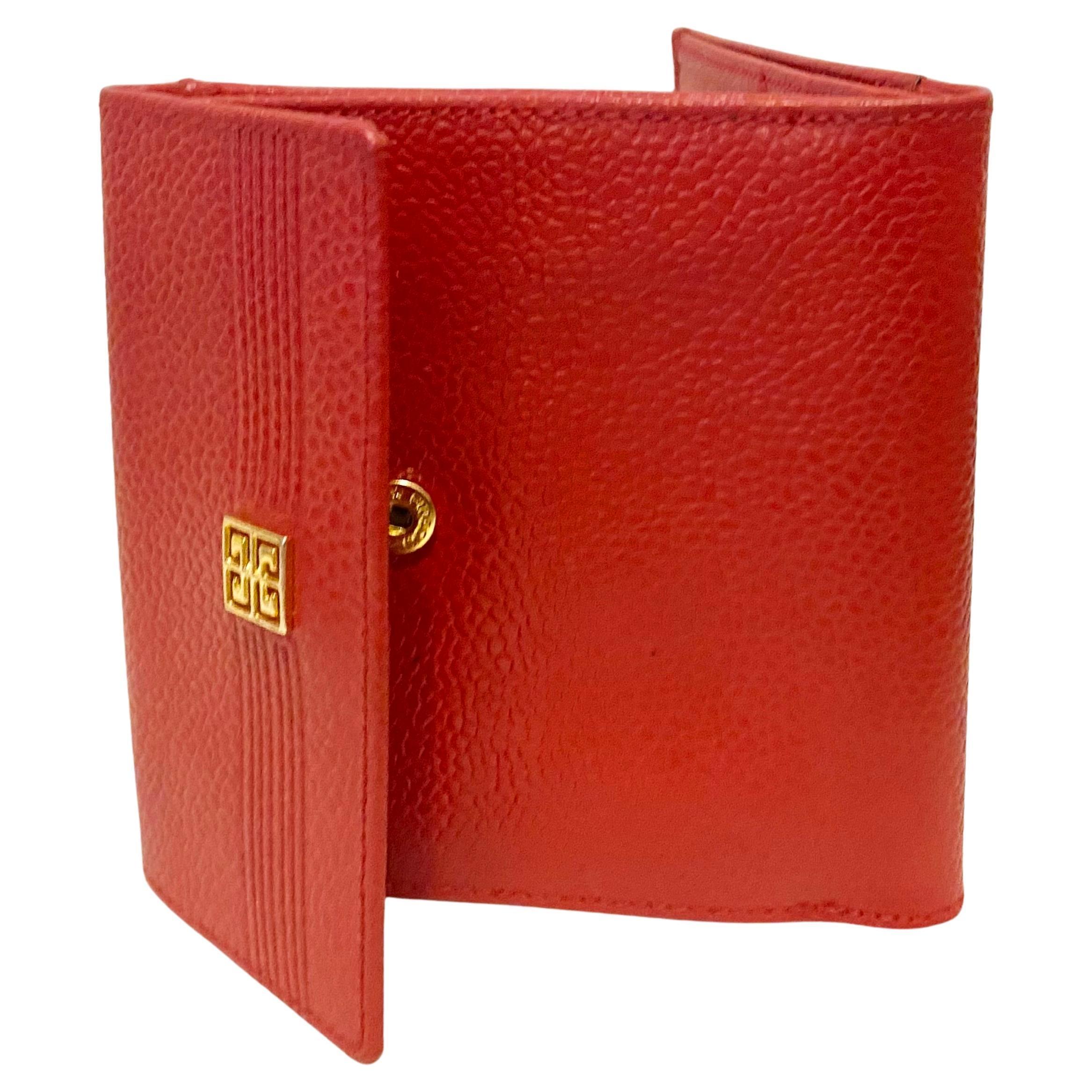 Women's 1980S Givenchy Red Madras Leather Compartment Wallet For Sale