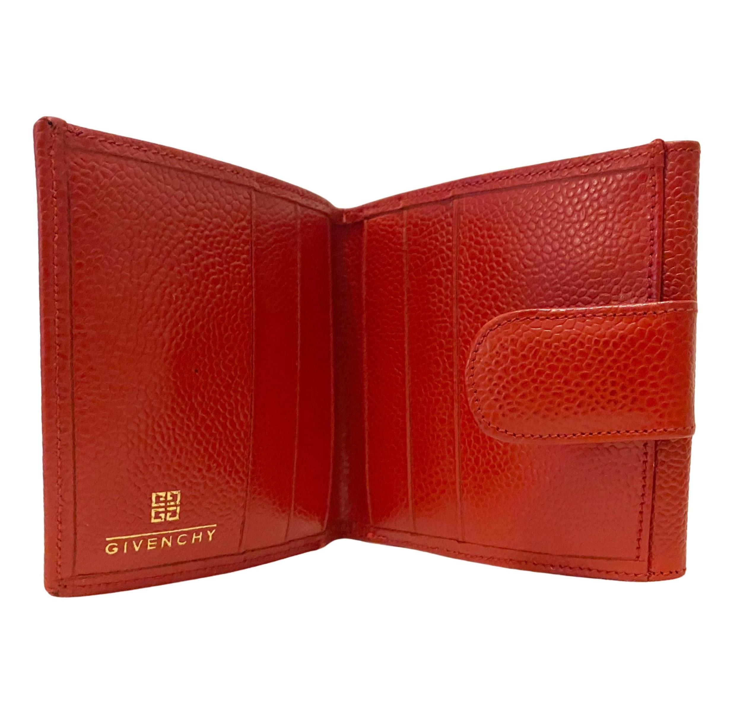 1980S Givenchy Red Madras Leather Compartment Wallet For Sale 1