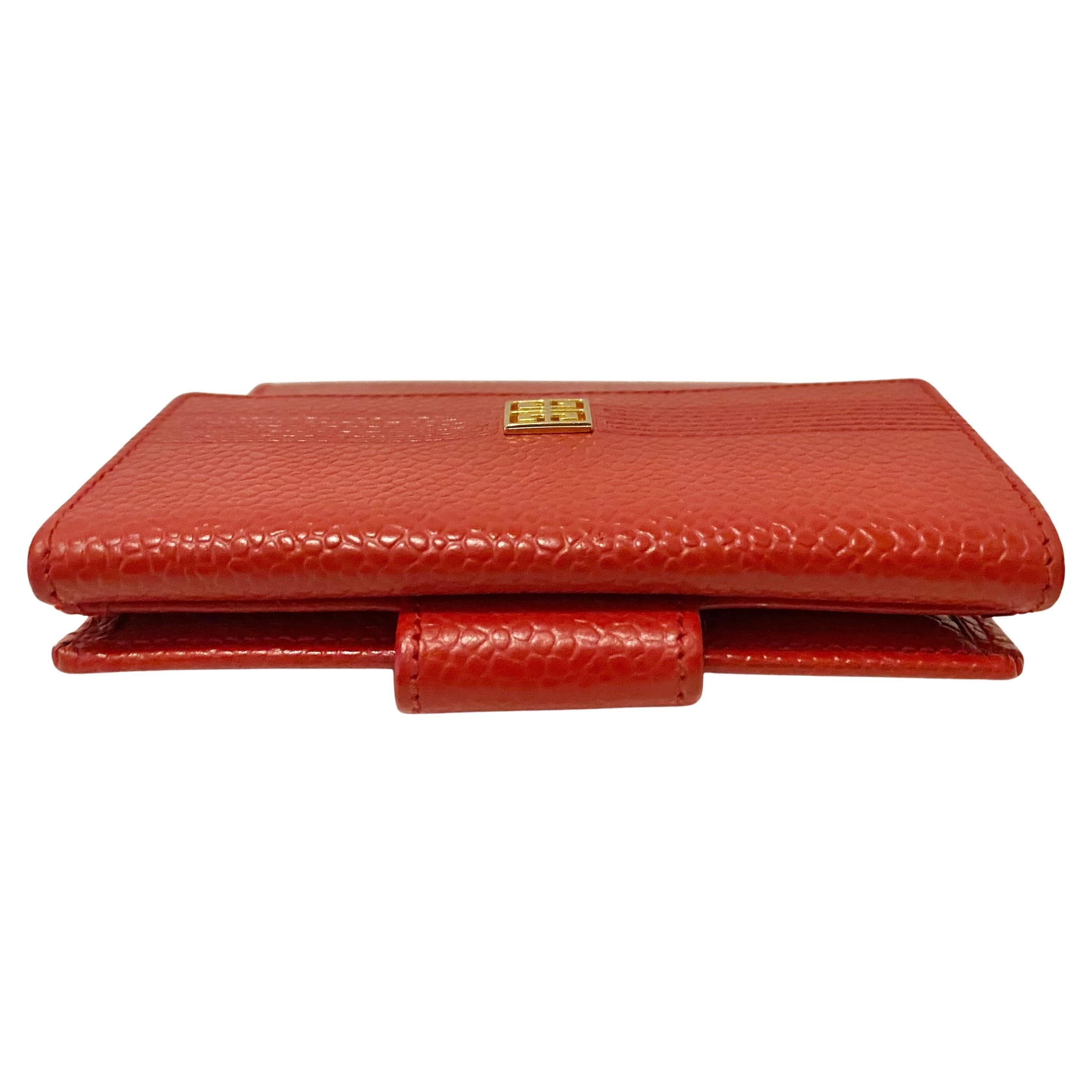 1980S Givenchy Red Madras Leather Compartment Wallet For Sale 2