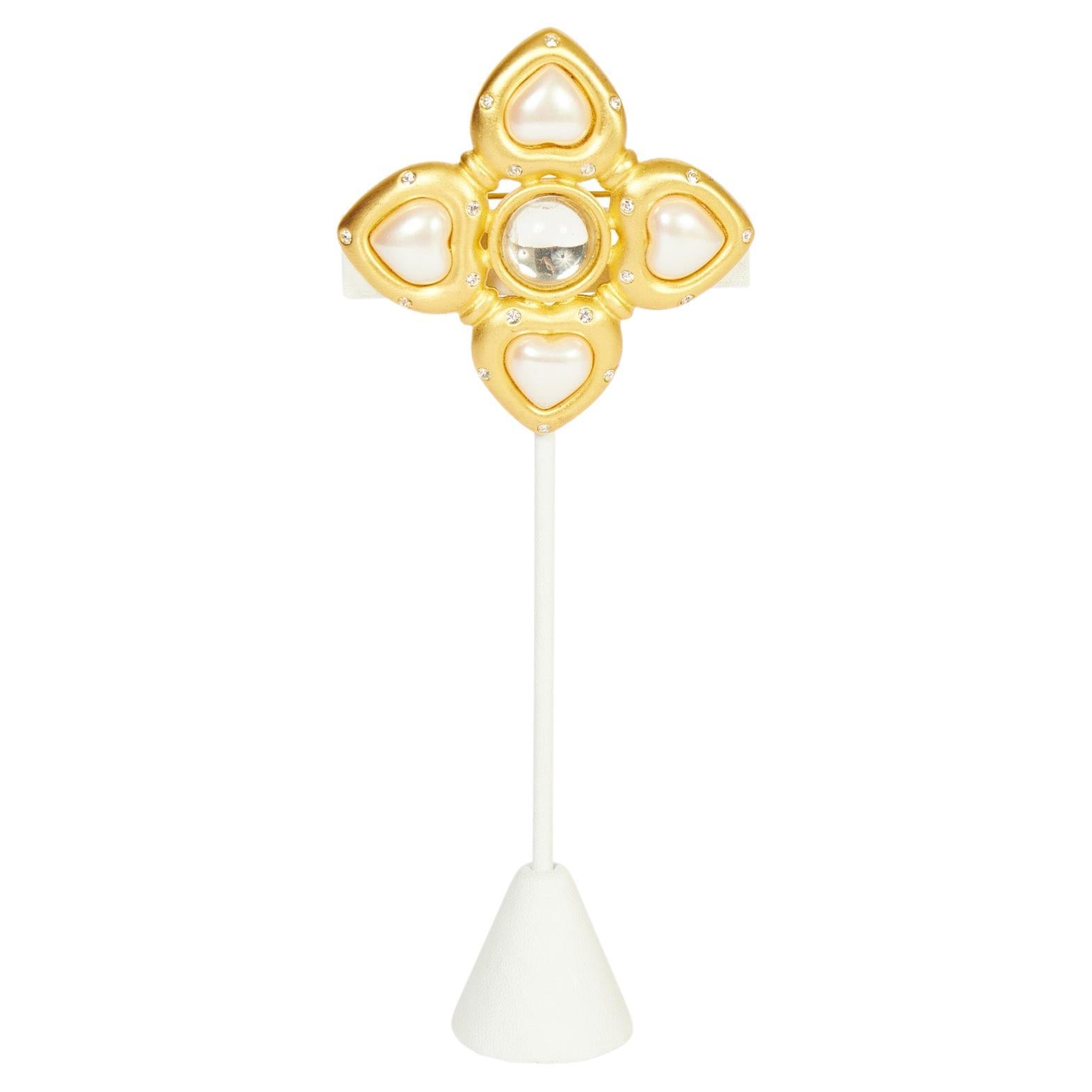 1980's Givenchy Starburst Gold & Pearl Brooch