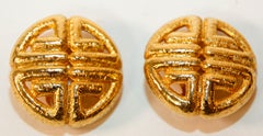 1980s GIVENCHY Vintage Logo Earrings Clip-on Gold Plated