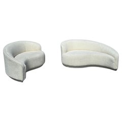 1980s Glamours Curved or Comma Shaped Sofas - Chaises for Weiman in White Bouclé
