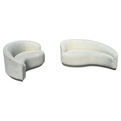 Used 1980s Glamours Curved Sofa - Chaise by Vladimir Kagan for Weiman in White Bouclé