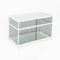 1980s Glass and Aluminum Storage Cabinet 41x26x22