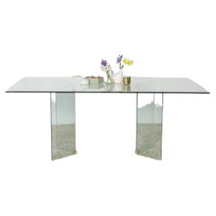 1980s Glass Dining Table Seats 6-8 People in Style of Pace Collection
