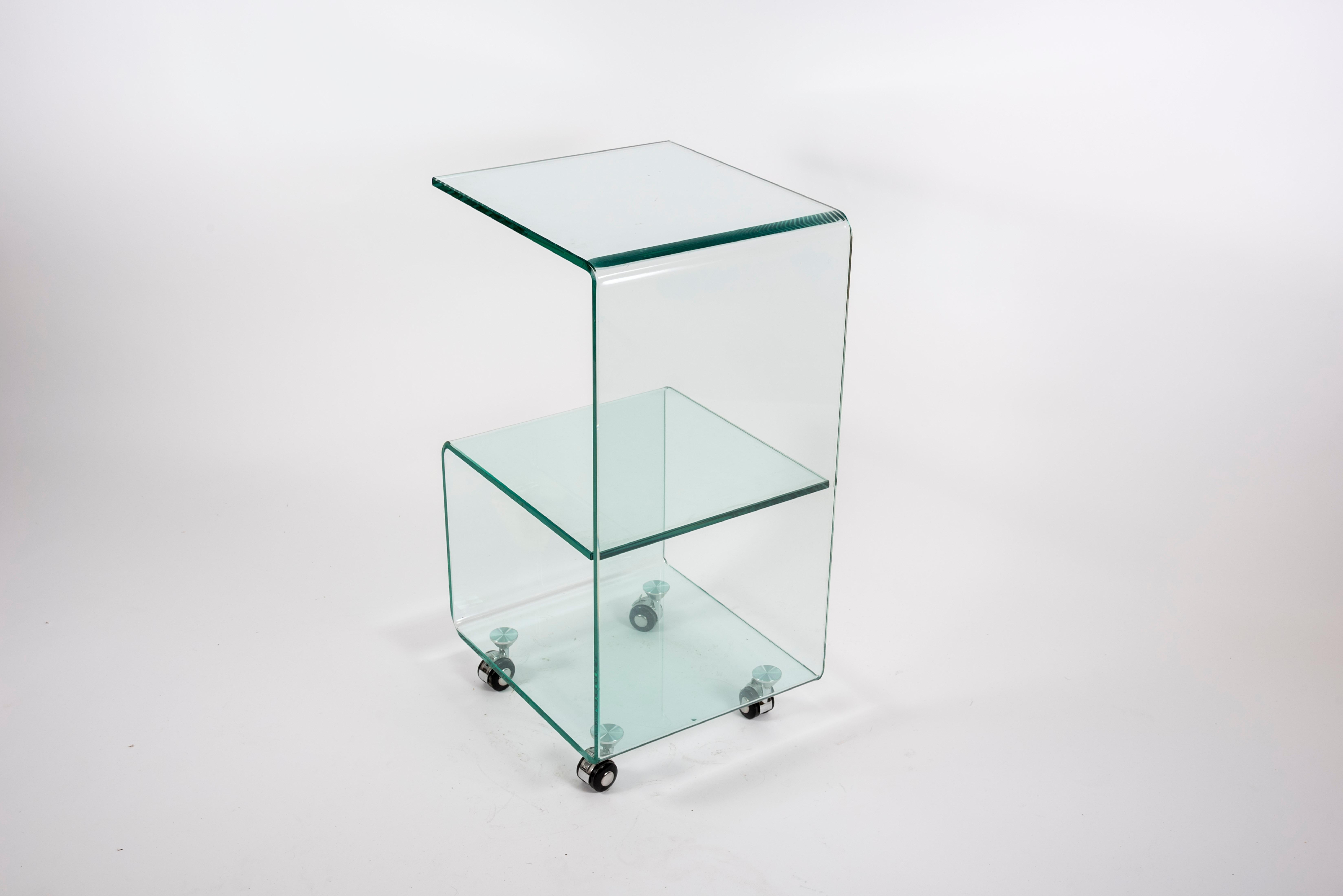 European 1980's Glass Side Tables For Sale