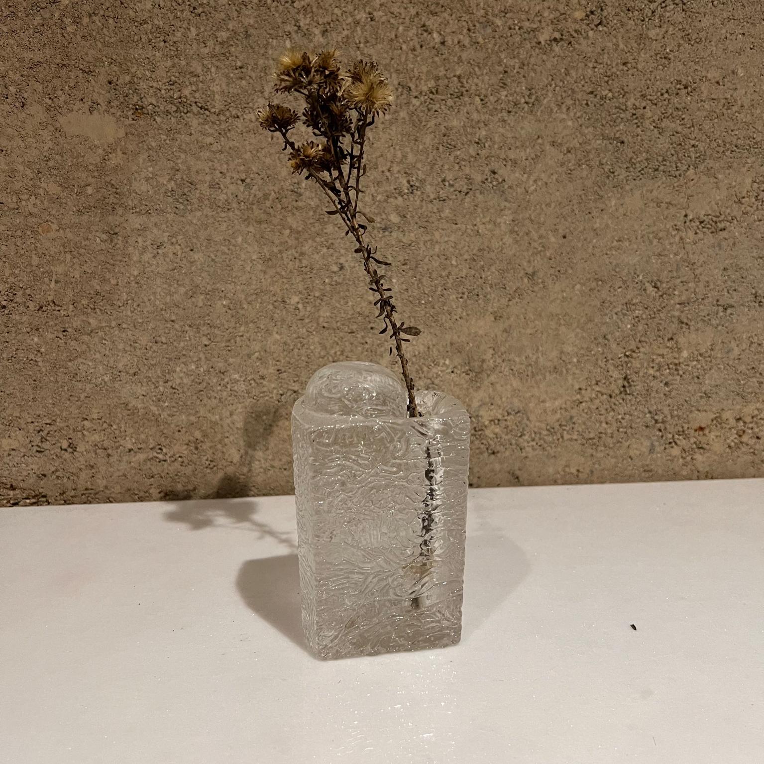 1980s Glass Vase Candleholder Brutalist Art Glass Style Timo Sarpaneva Finland In Good Condition For Sale In Chula Vista, CA