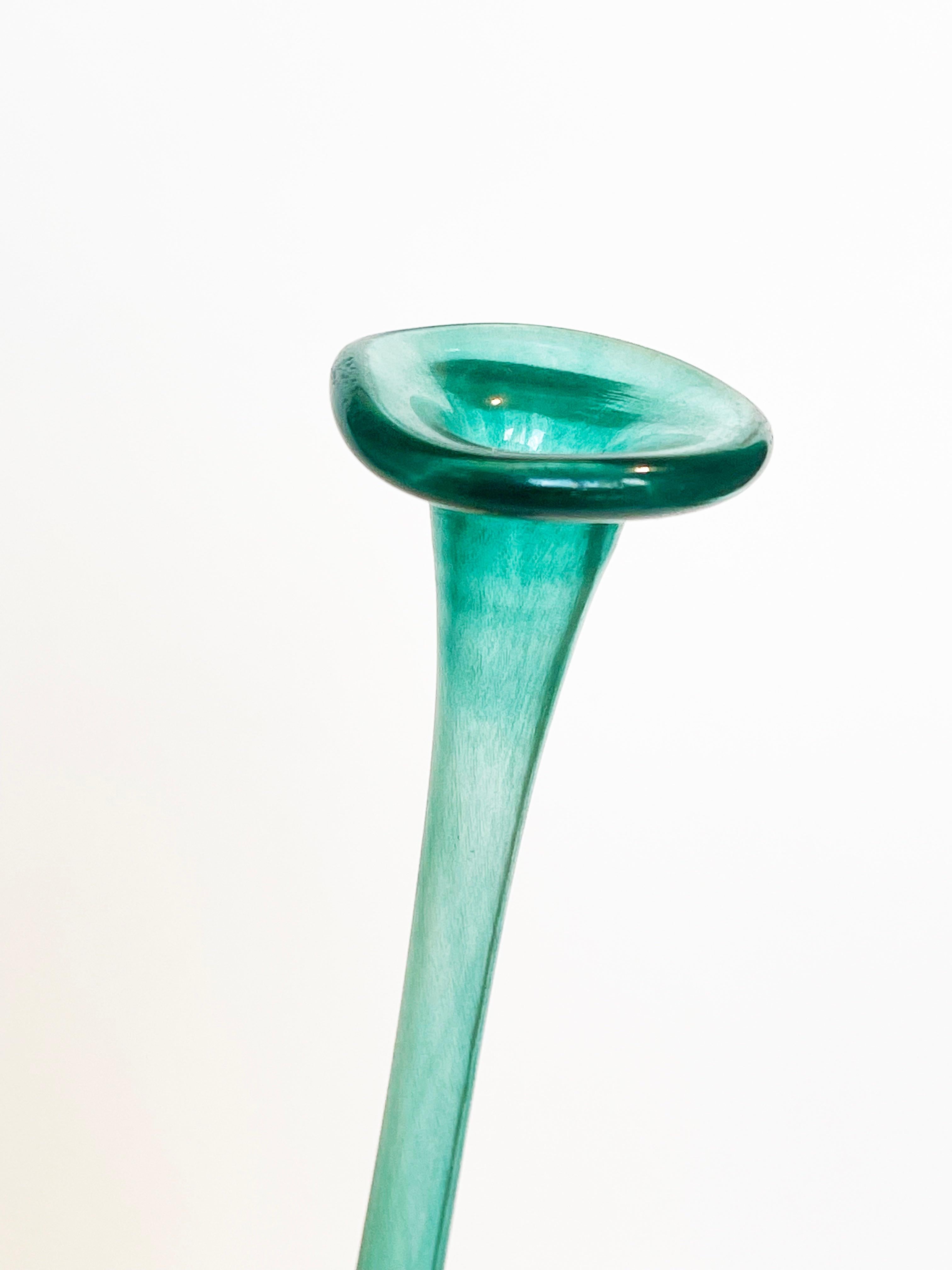 Late 20th Century 1980s Glass Vase Murano Vibe Turquoise Orange by or after Bertil Vallien, Sweden For Sale