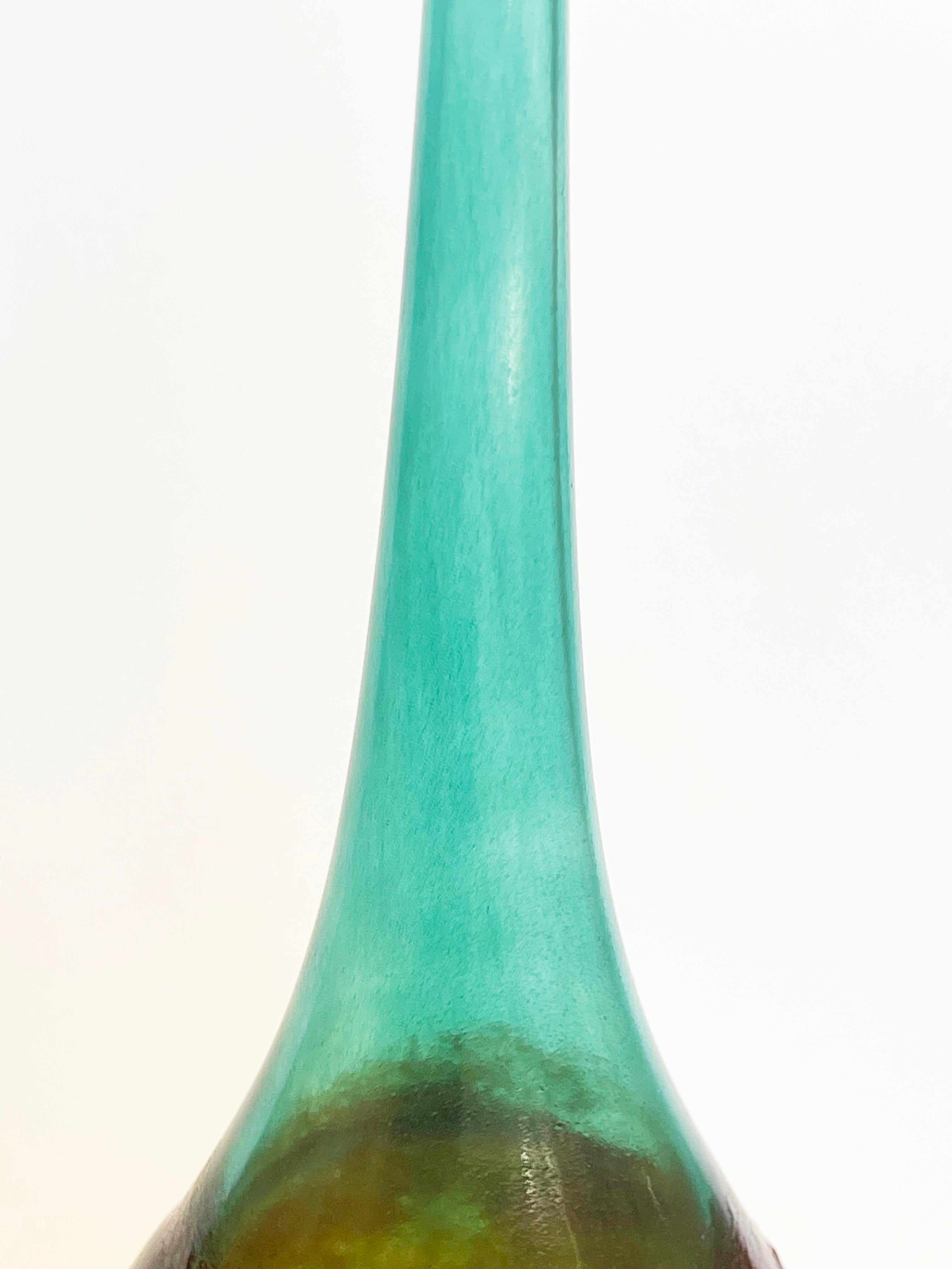 Art Glass 1980s Glass Vase Murano Vibe Turquoise Orange by or after Bertil Vallien, Sweden For Sale