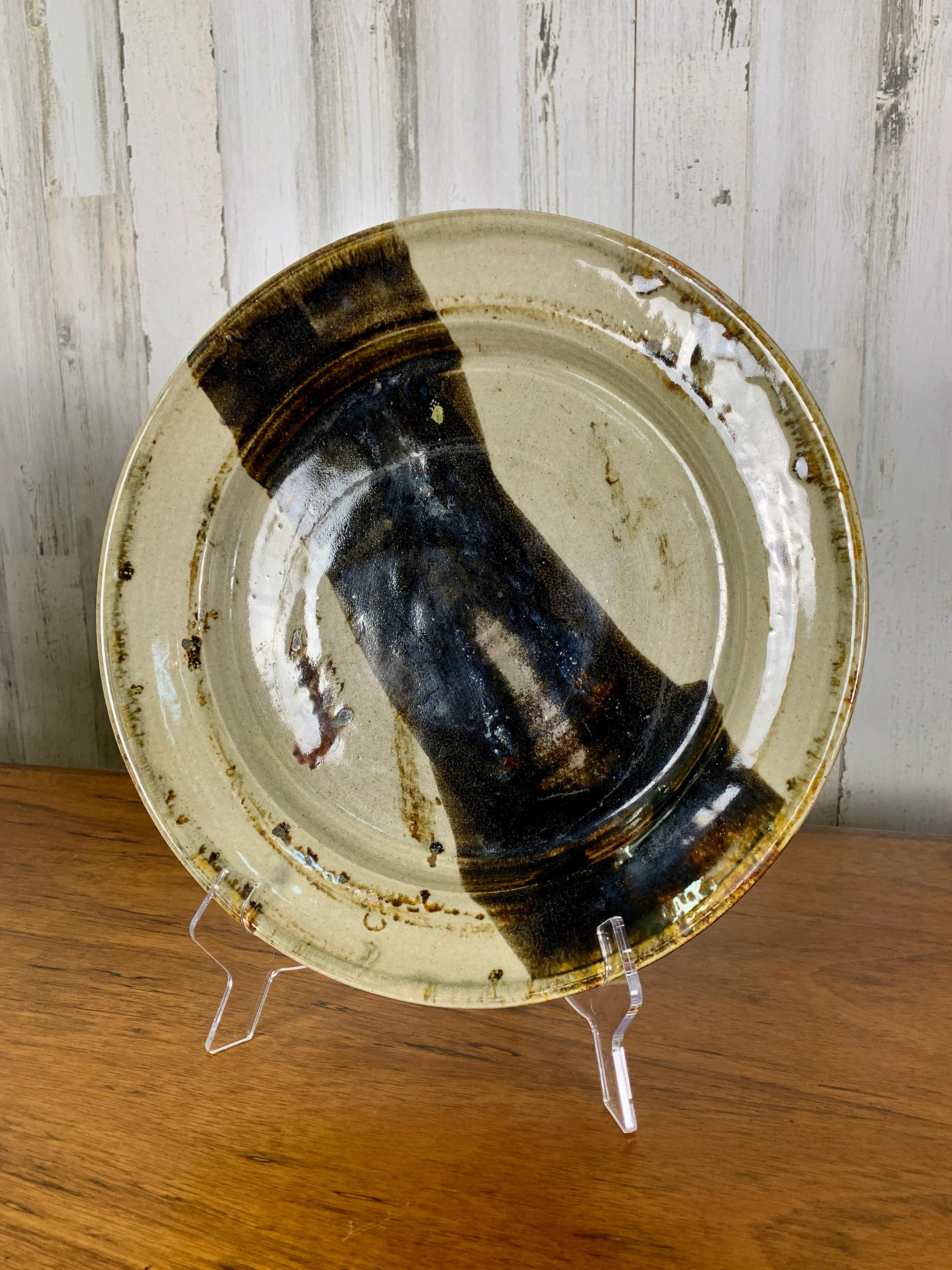 Hand-Crafted 1980s Glazed Ceramic Charger For Sale