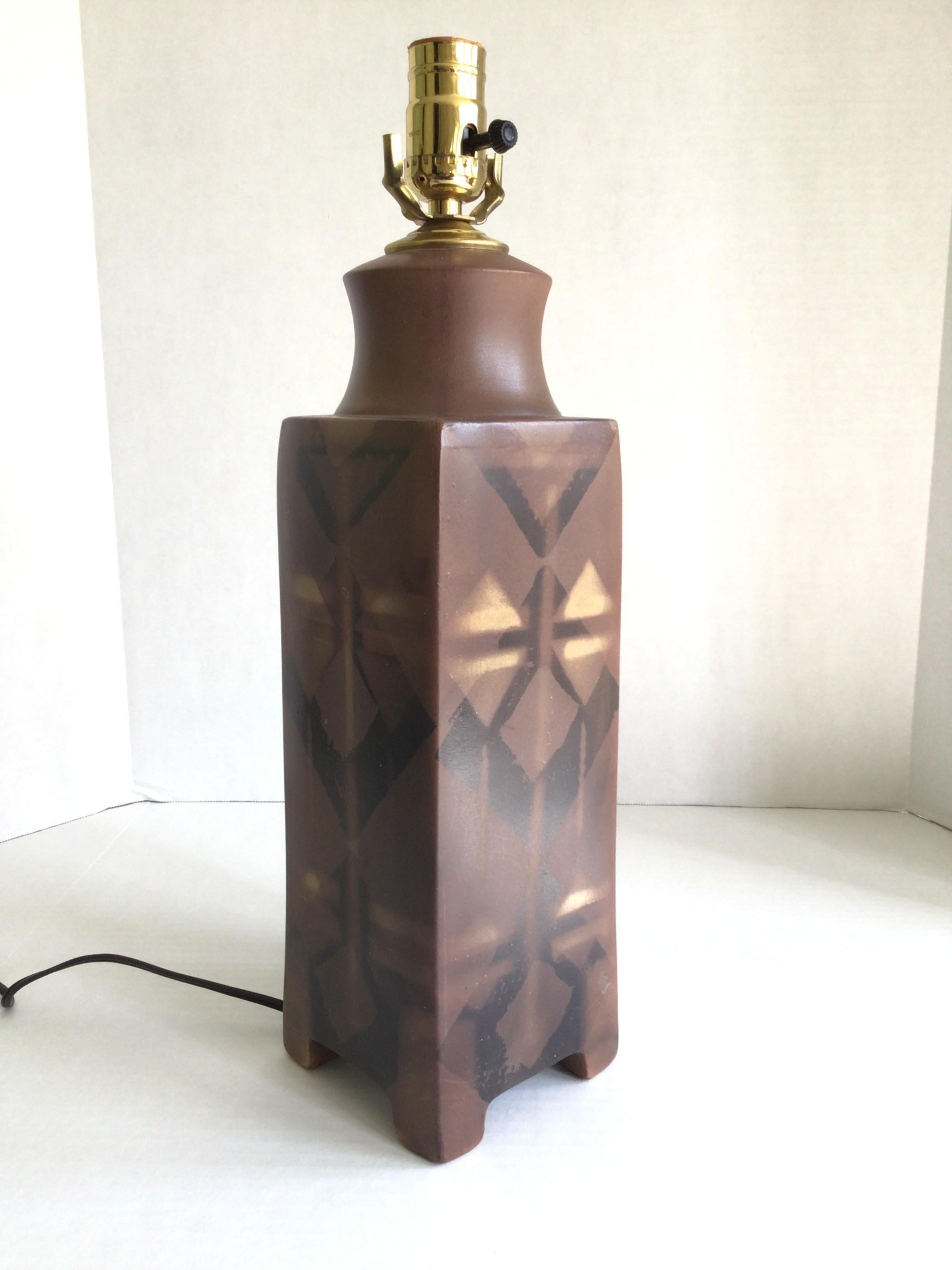 Mid-Century Modern 1980s Glazed Ceramic Table Lamp For Sale