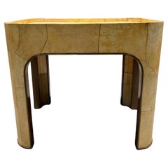 Mesa auxiliar de piel de cabra de los años 80 Estilo de Karl Springer