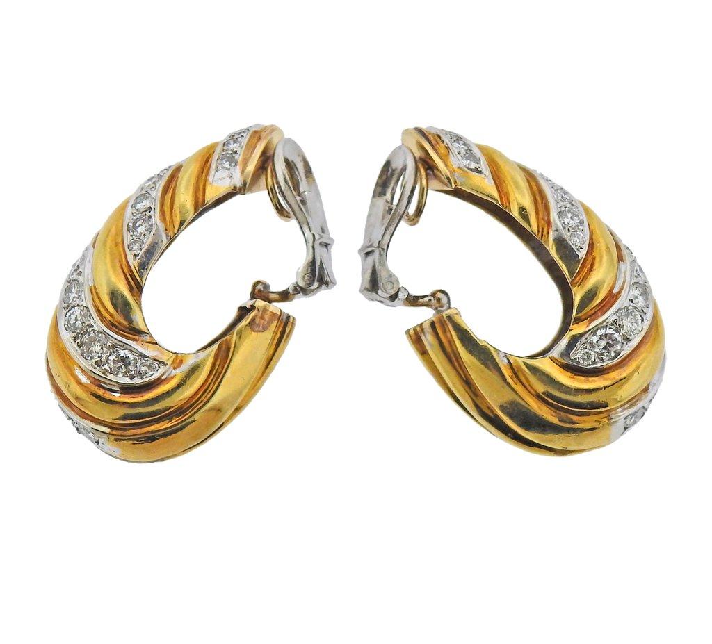 Round Cut 1980s Gold 6.00 Carat Diamond Earrings