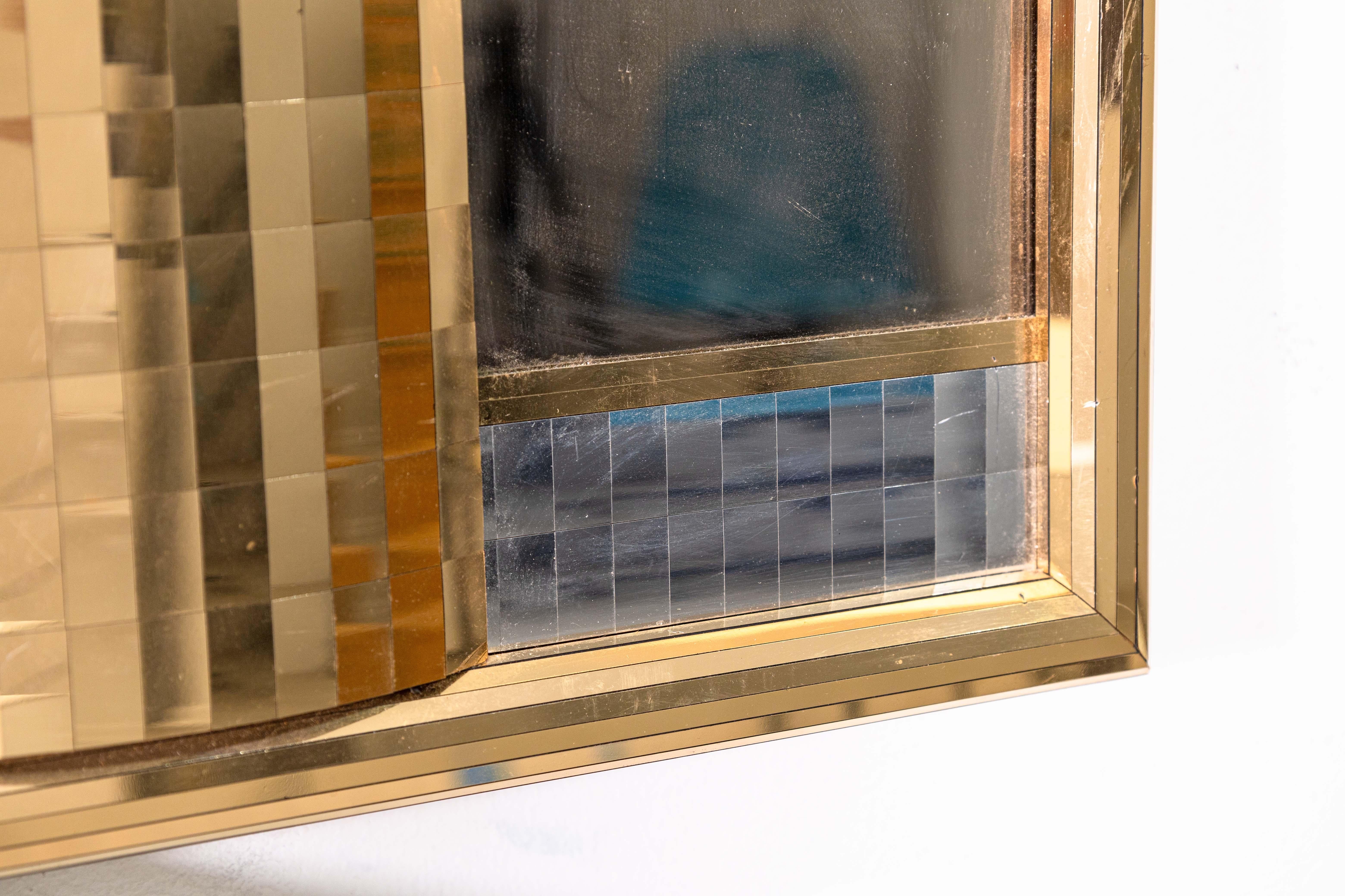 1980s Gold and Silver Acrylic Cityscape Skyline Glass Mirror Wall Sculpture For Sale 2