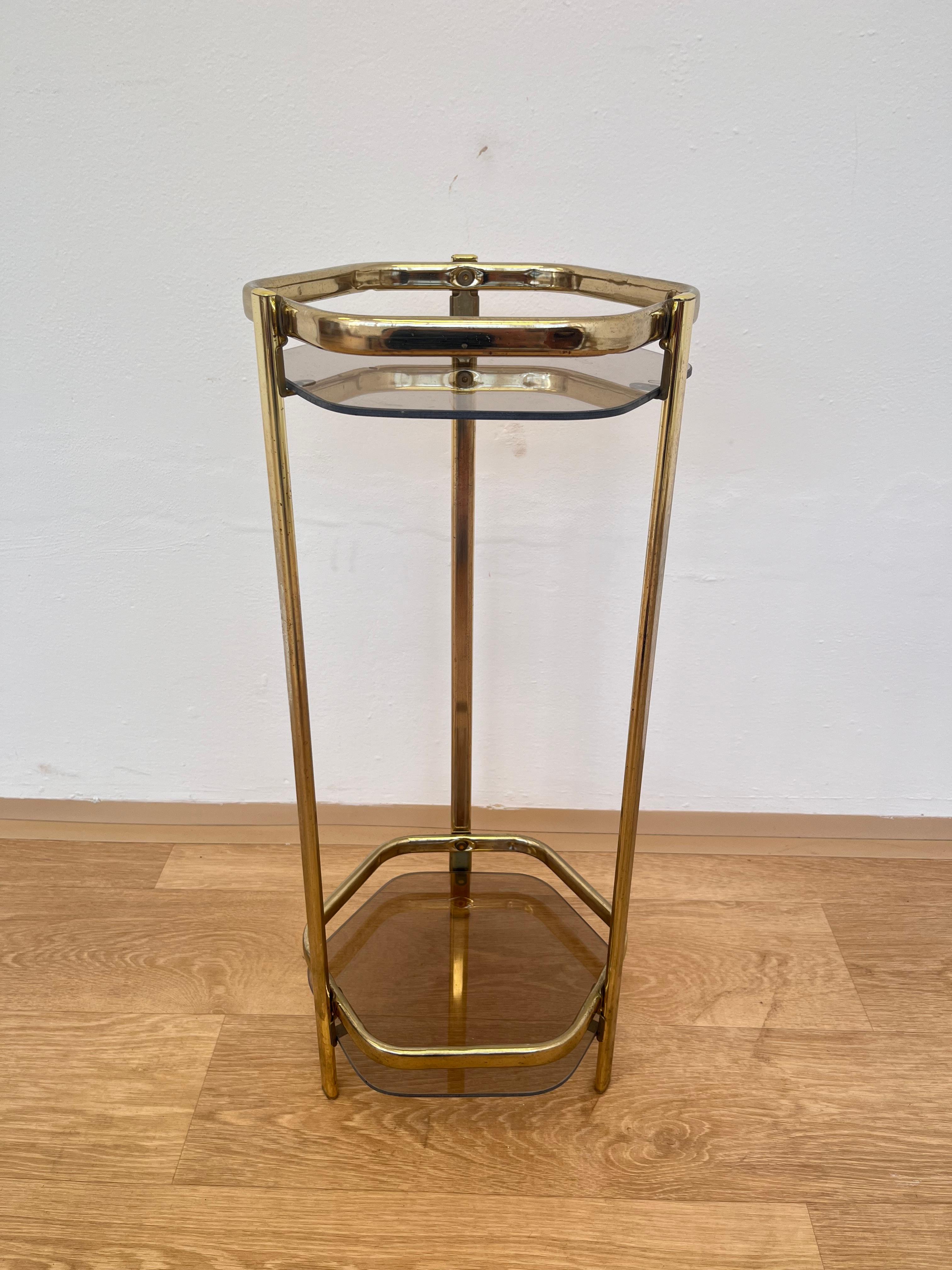 Mid-Century Modern 1980s gold-coloured flower stand or side table, Czechoslovakia