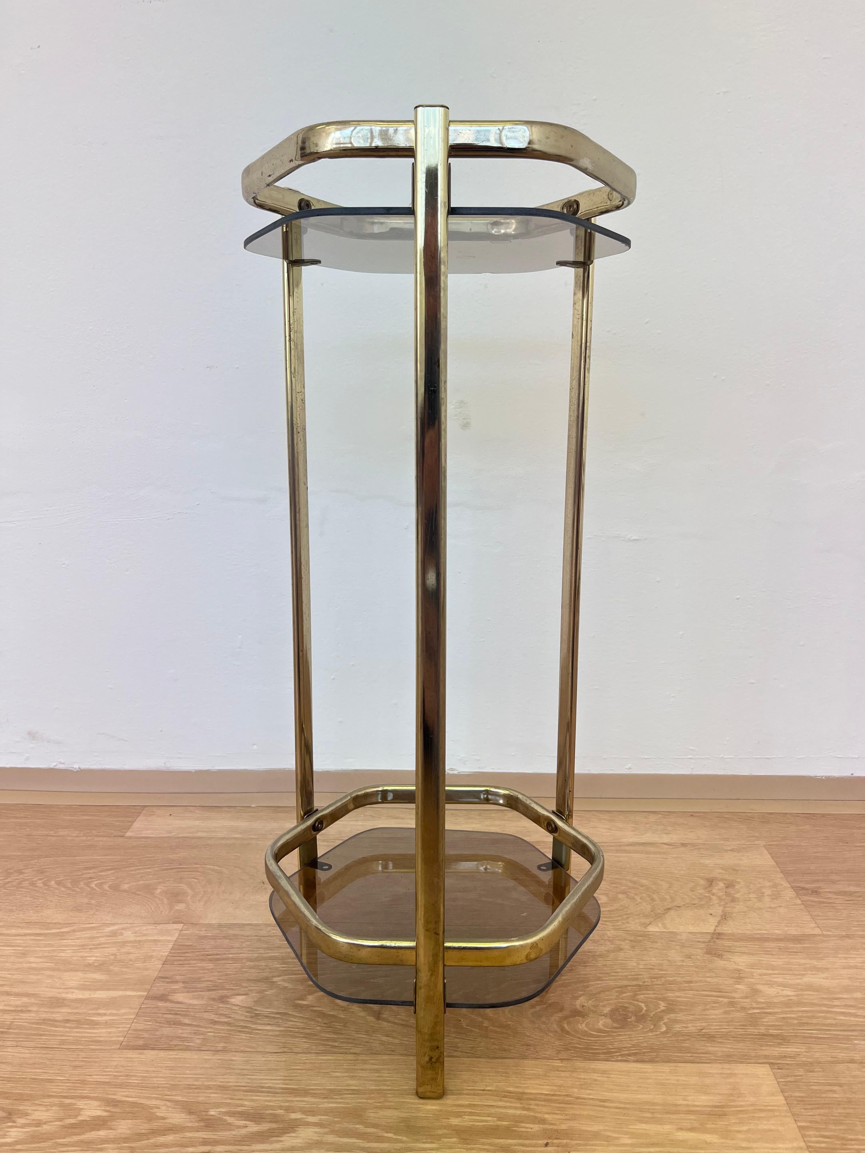 1980s gold-coloured flower stand or side table, Czechoslovakia 1