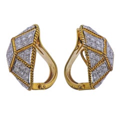 1980s Gold Diamond Earrings