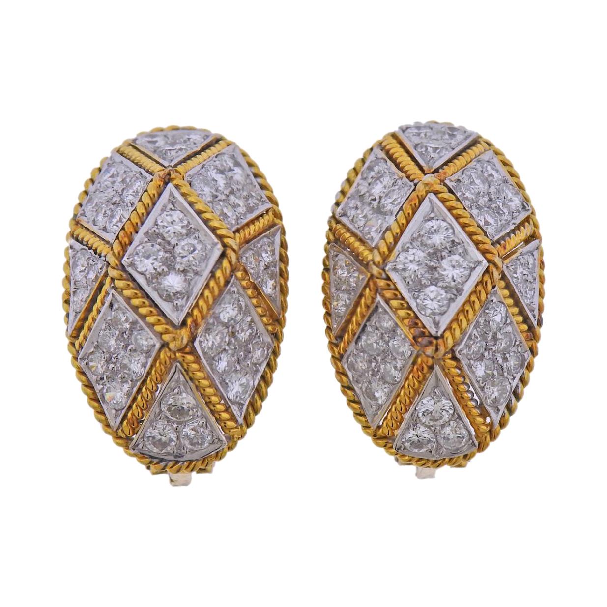 1980s Gold Diamond Earrings