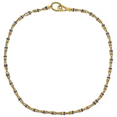 1980s Gold Geometric Link Necklace