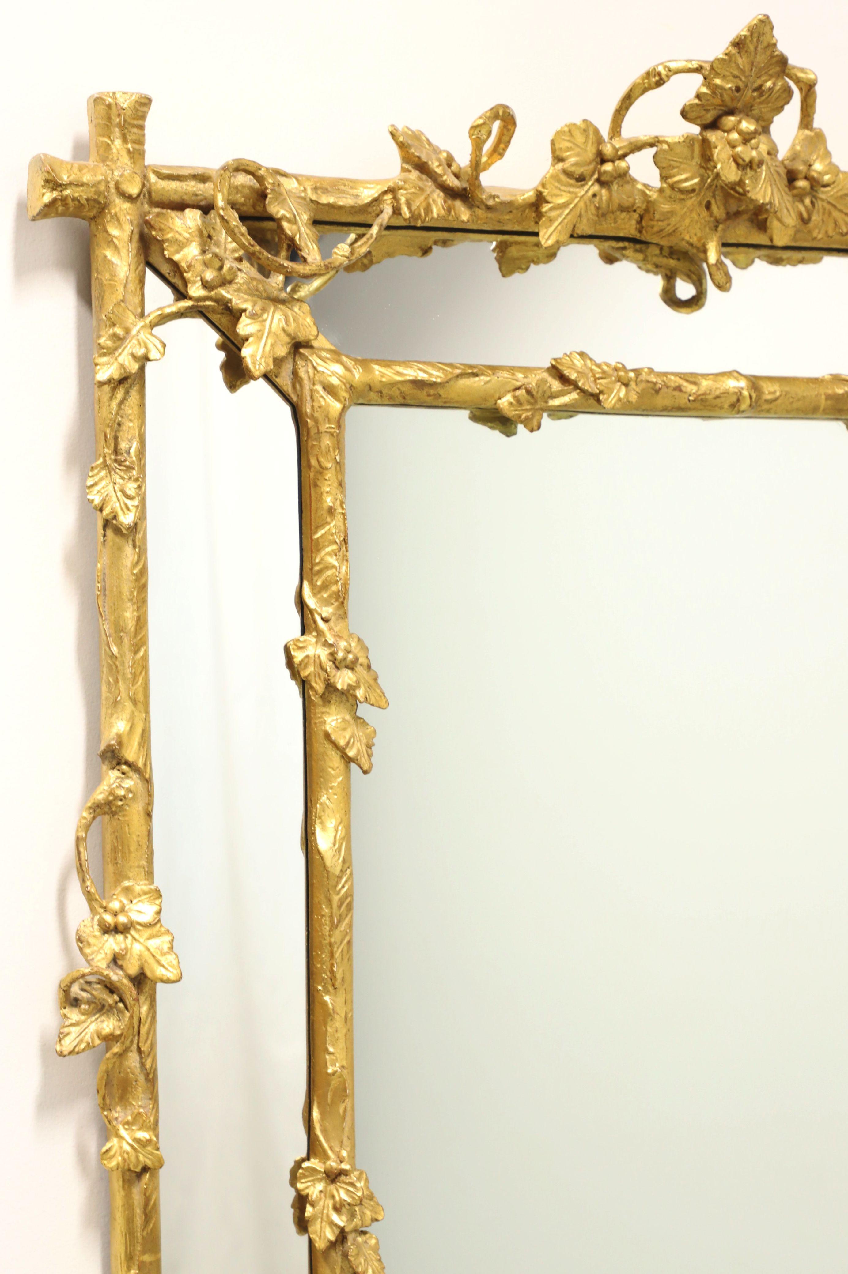 Rococo 1980's Gold Giltwood Foliate with Grapevine Parclose Wall Mirror For Sale