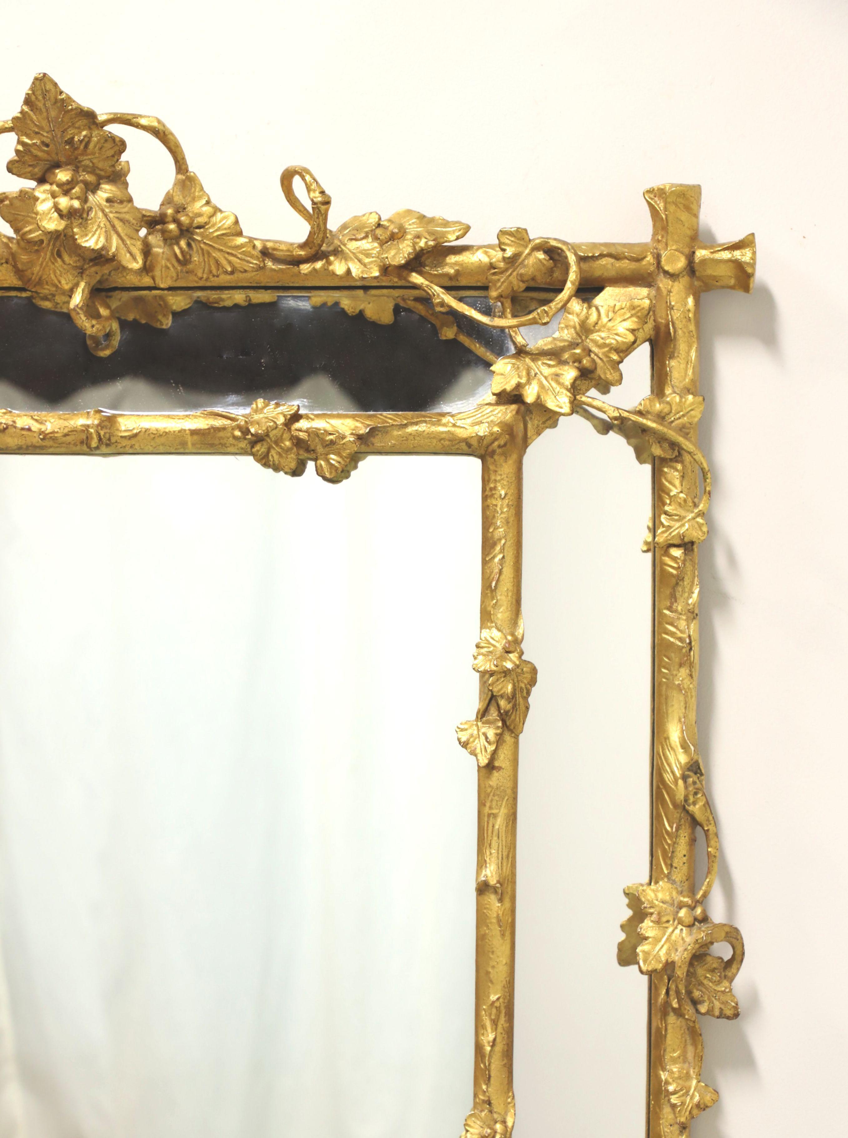 American 1980's Gold Giltwood Foliate with Grapevine Parclose Wall Mirror For Sale