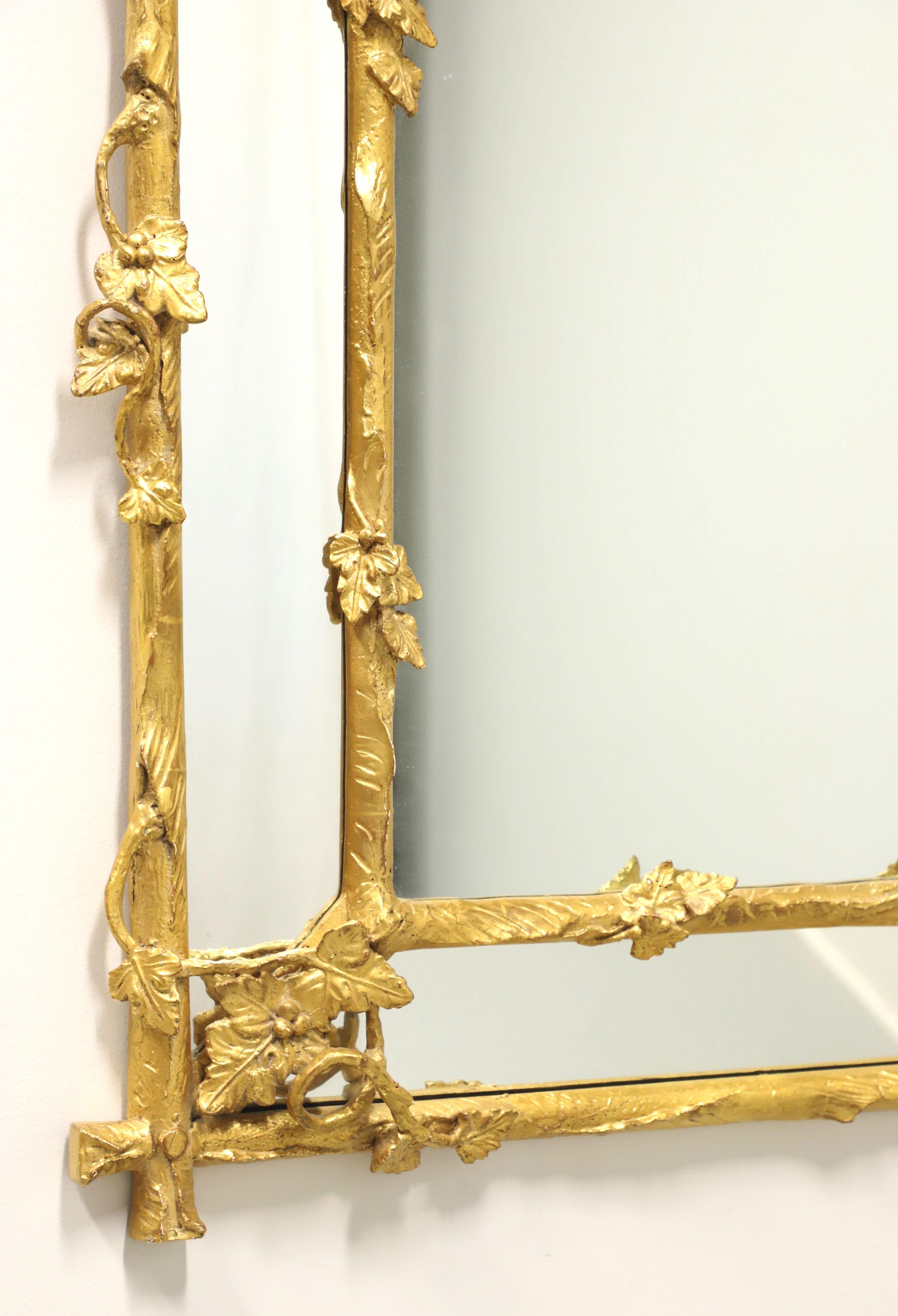 1980's Gold Giltwood Foliate with Grapevine Parclose Wall Mirror In Good Condition For Sale In Charlotte, NC