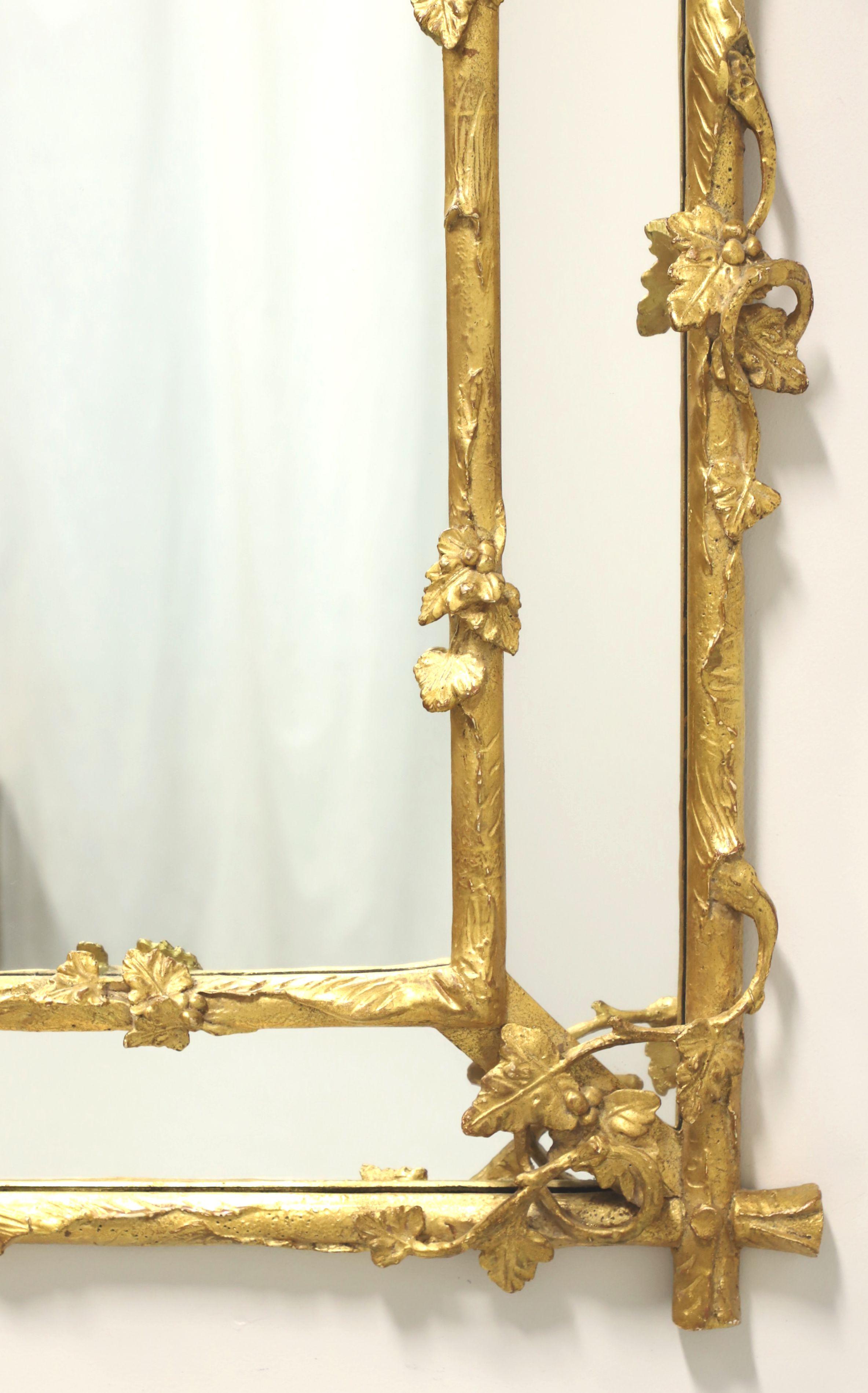 20th Century 1980's Gold Giltwood Foliate with Grapevine Parclose Wall Mirror For Sale