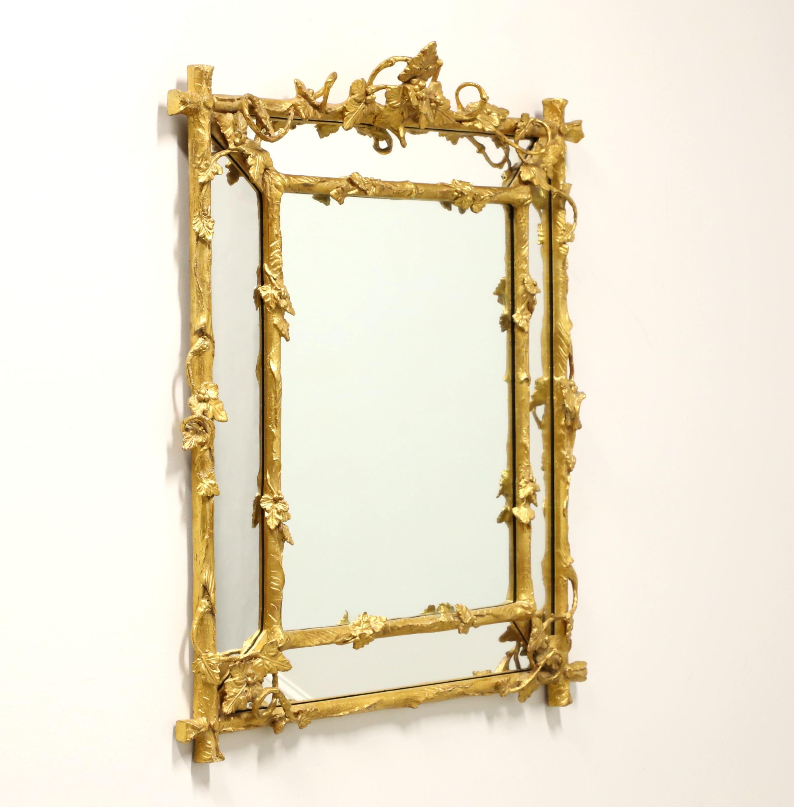 1980's Gold Giltwood Foliate with Grapevine Parclose Wall Mirror For Sale 2