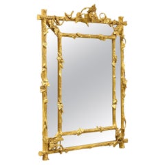 1980's Gold Giltwood Foliate with Grapevine Parclose Wall Mirror