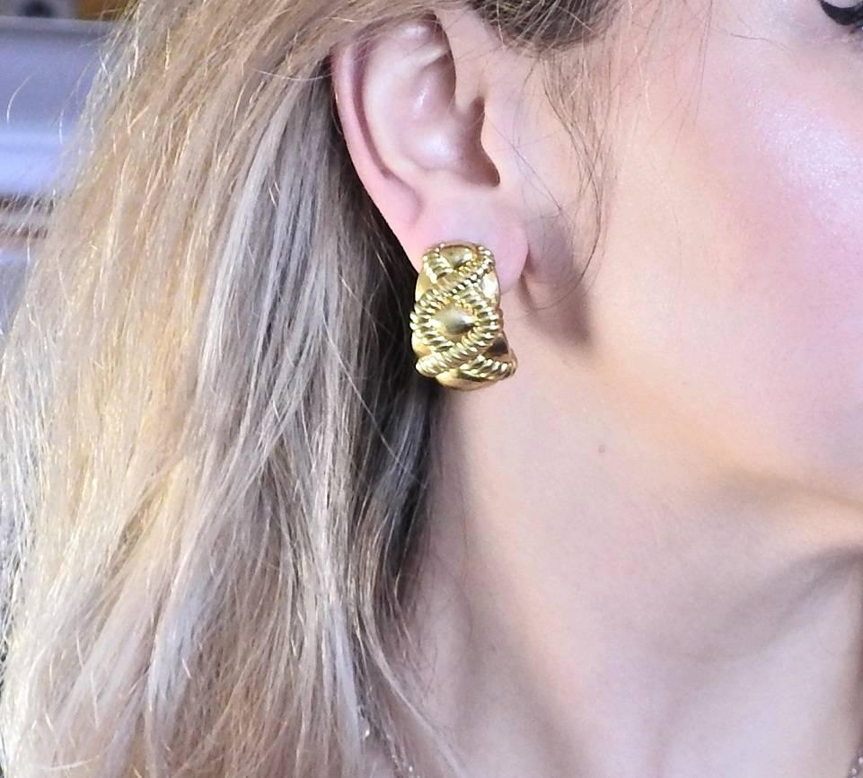 1980s Gold Half Hoop Large Earrings 1